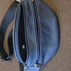 Blue Leather woman's Waist Bag